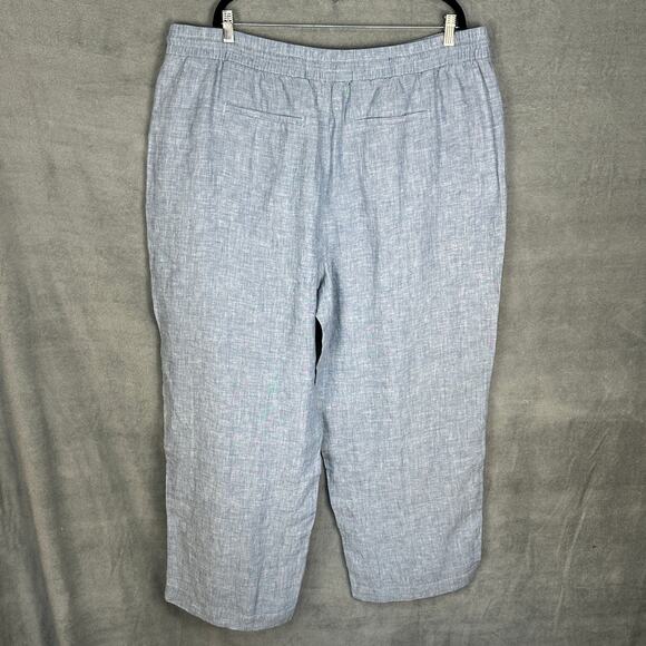 Athleta Pants Womens 22 Blue Retreat Linen Wide Leg Ankle Lagenlook Beach Resort - Picture 6 of 13